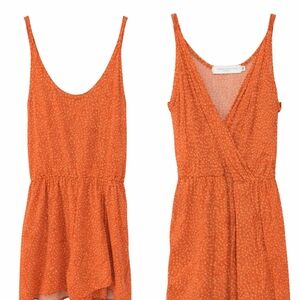 Sleeveless Orange Floral Romper
